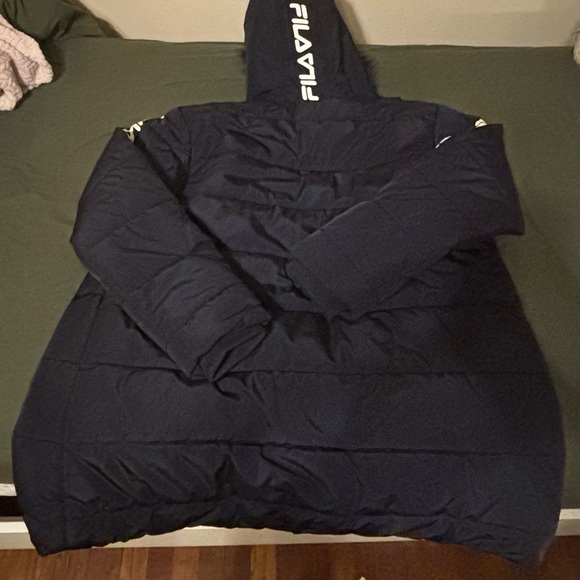 Fila Puffer Coat With Fur Hood|Midnight Navy Blue - Picture 2 of 8